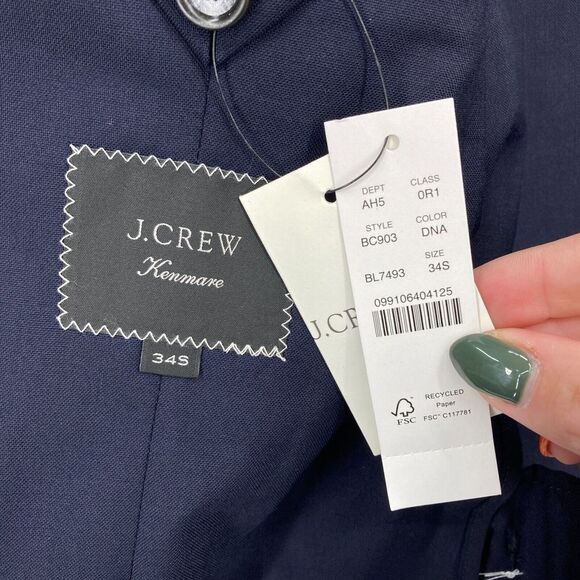 J.Crew Kenmare Suit Jacket Blazer Mens 34S Blue Wool Loro Piana 2 Button Formal - Picture 7 of 16